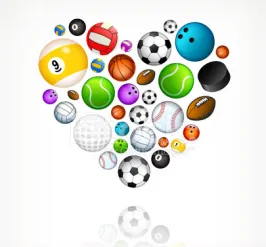 Heart made from sports balls