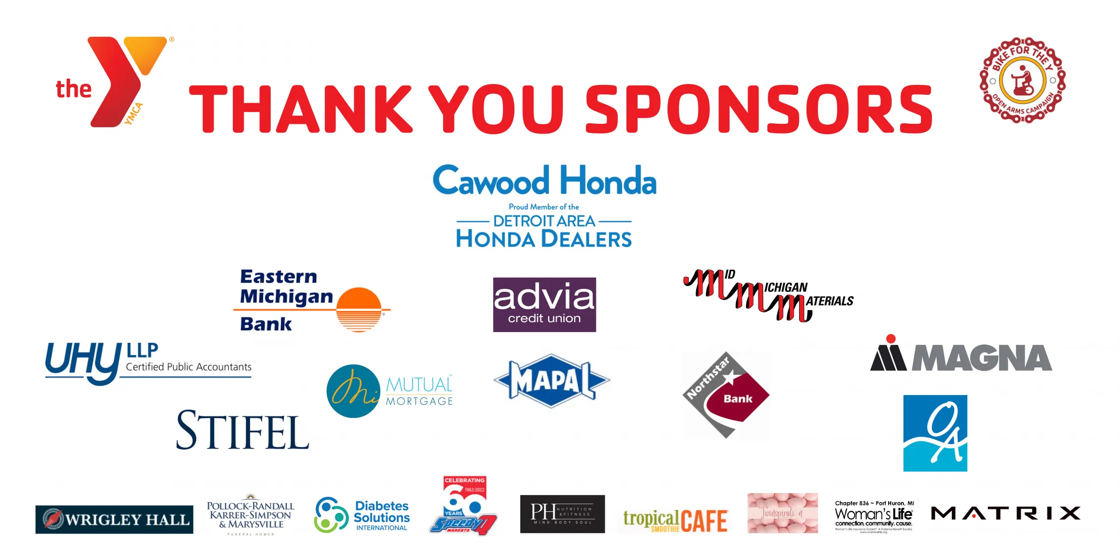 Sponsors for Bike for the Y 2023